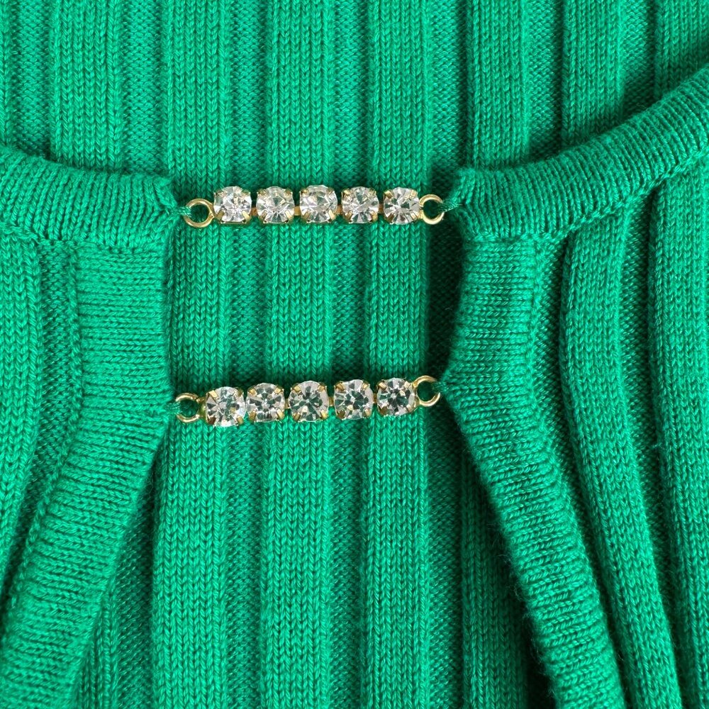 Lovers And Friends Mary Sweater Rhinestone Chain Green Size XS - Picture 7 of 10